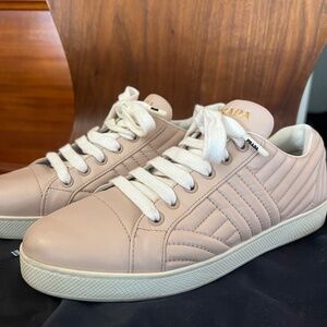 Prada pink leather sneakers